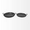 Mercana Lito Black Woven Metal Round Serving Trays- Set of 2