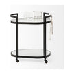 Mercana Eleonore Black Metal Frame Two-Tier w/Glass Shelves Bar Cart