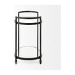 Mercana Eleonore Black Metal Frame Two-Tier w/Glass Shelves Bar Cart