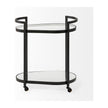 Mercana Eleonore Black Metal Frame Two-Tier w/Glass Shelves Bar Cart