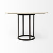 Mercana Tanner White Marble Top Black Metal Base Dining Table Clearance