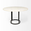 Mercana Tanner White Marble Top Black Metal Base Dining Table Clearance