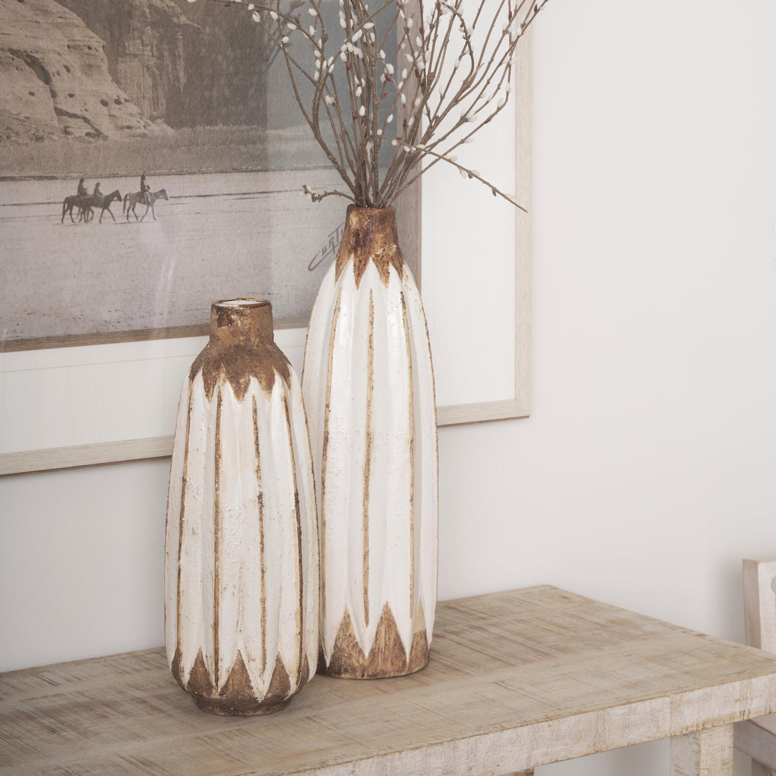 Mercana Sisko Rustic Brown White Ceramic Vase