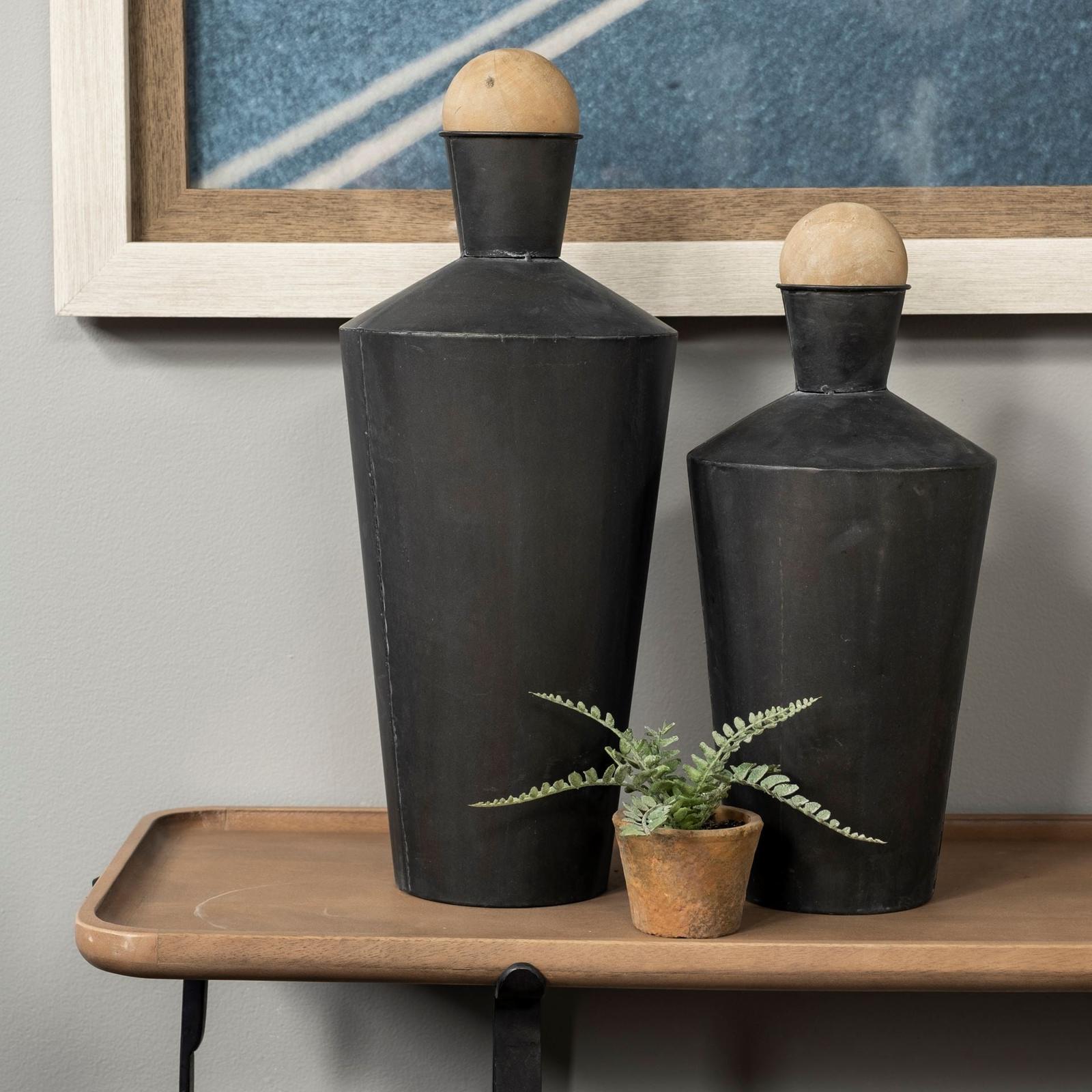 Mercana Asher Black Metal Urns - Set of 2