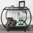 Mercana Chriselle Black Metal And Glass Two Tier Bar Cart Clearance