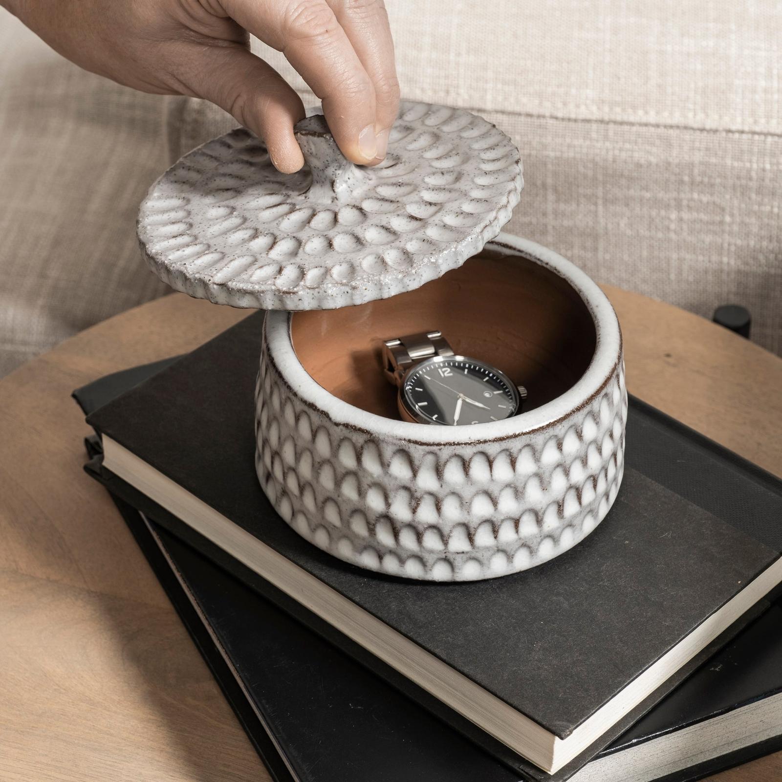 Mercana Azul Gray Ceramic Detailed Decorative Box