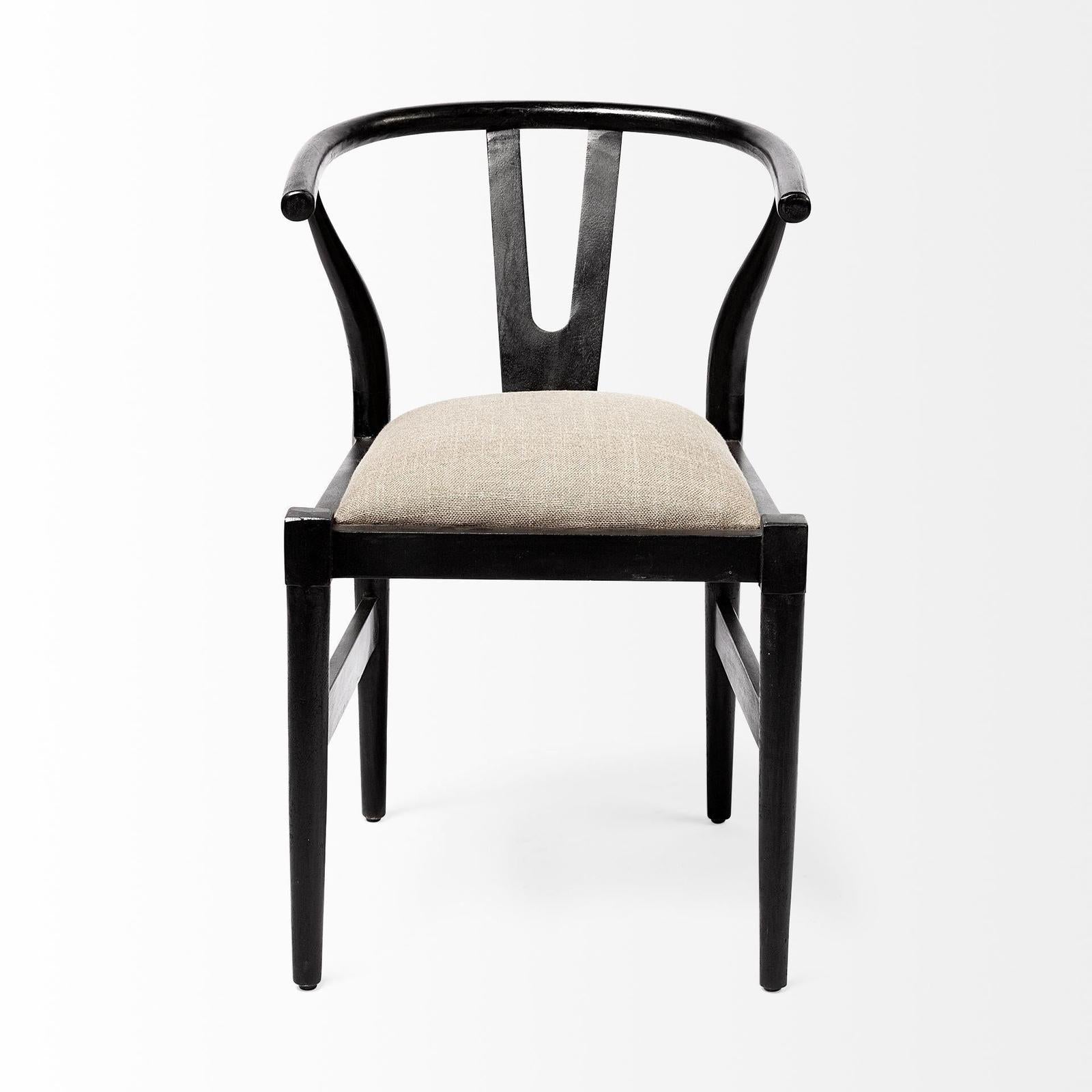 Mercana Trixie Black Wooden Base w/ Dark Taupe Fabric Seat Dining Chair