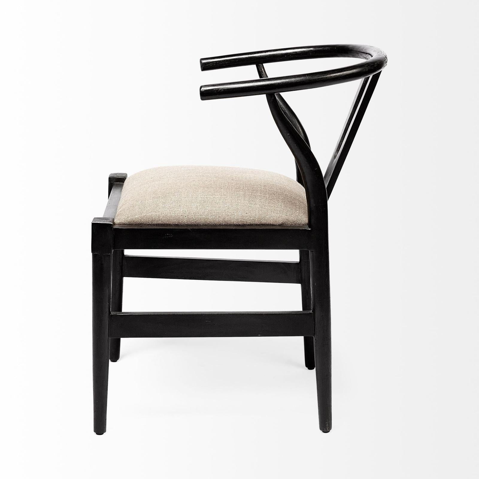Mercana Trixie Black Wooden Base w/ Dark Taupe Fabric Seat Dining Chair