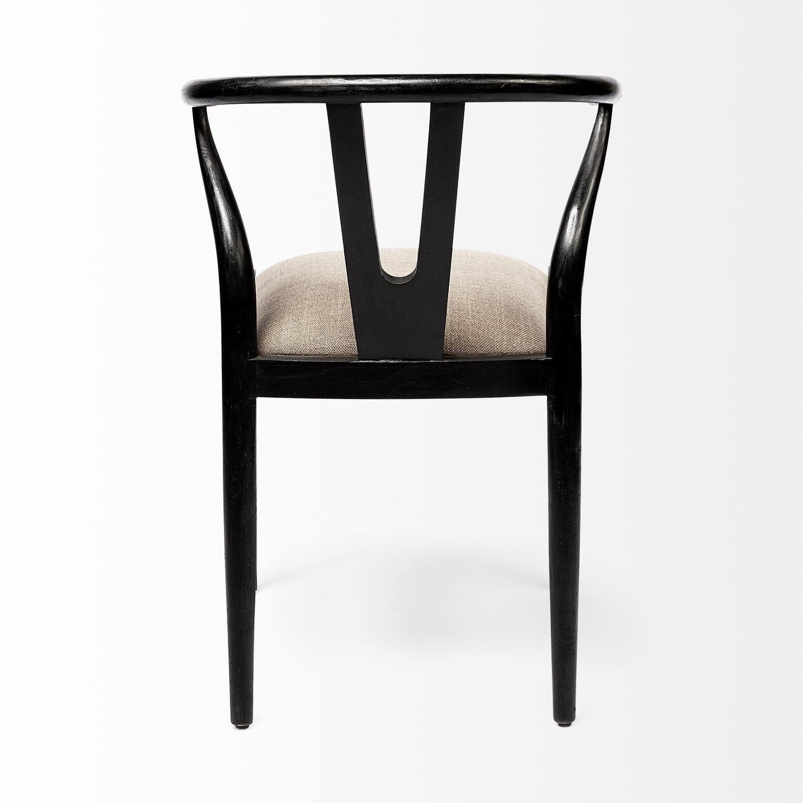 Mercana Trixie Black Wooden Base w/ Dark Taupe Fabric Seat Dining Chair