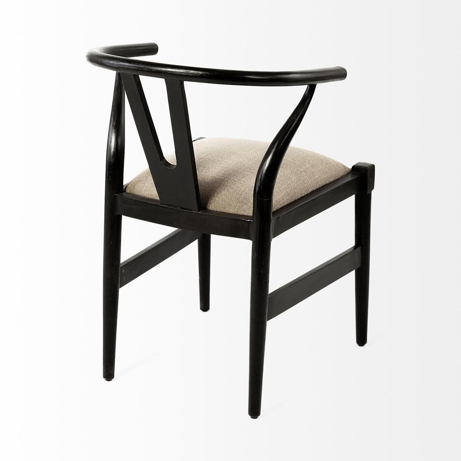 Mercana Trixie Black Wooden Base w/ Dark Taupe Fabric Seat Dining Chair