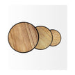 Mercana Glover Brown Wood Round Top W/Metal Nesting Accent Tables-Set of 3