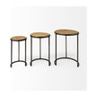 Mercana Glover Brown Wood Round Top W/Metal Nesting Accent Tables-Set of 3