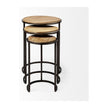 Mercana Glover Brown Wood Round Top W/Metal Nesting Accent Tables-Set of 3