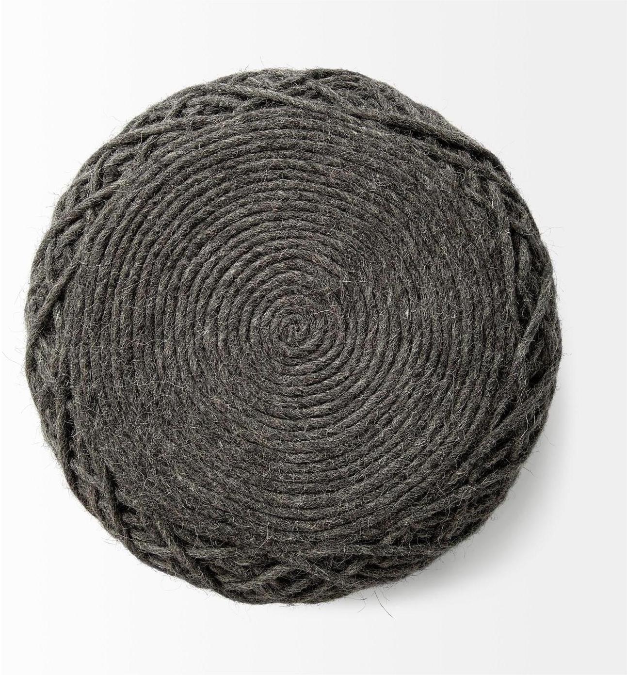 Mercana Allium Handwoven Wool Cylindrical Pouf