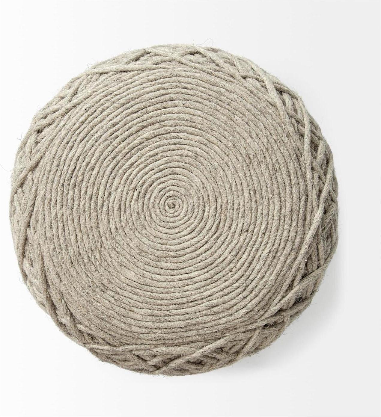 Mercana Allium Handwoven Wool Cylindrical Pouf