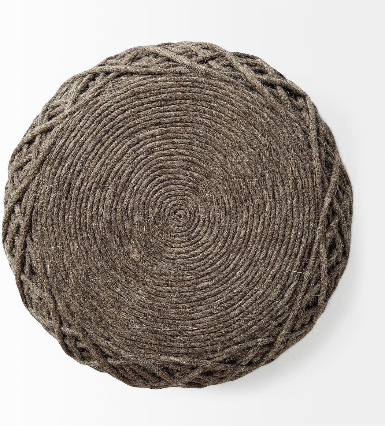 Mercana Allium Handwoven Wool Cylindrical Pouf