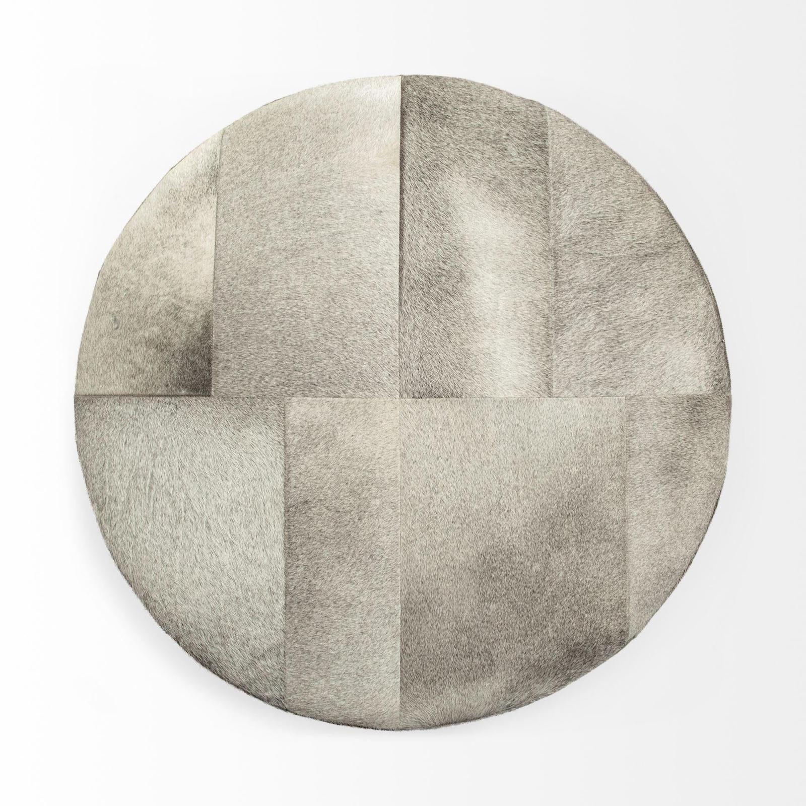 Mercana Zahavi Grey-toned Hair-on-hide Ottoman