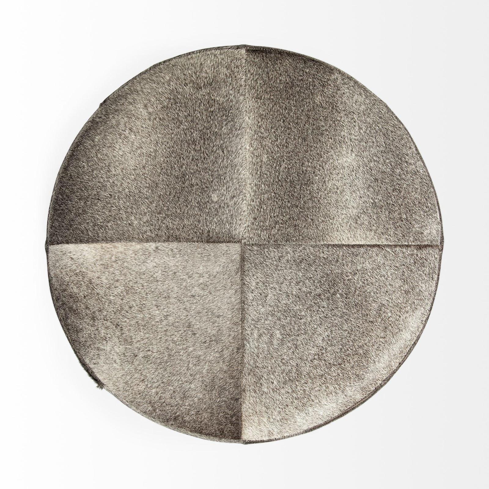 Mercana Zahavi Grey-toned Hair-on-hide Ottoman