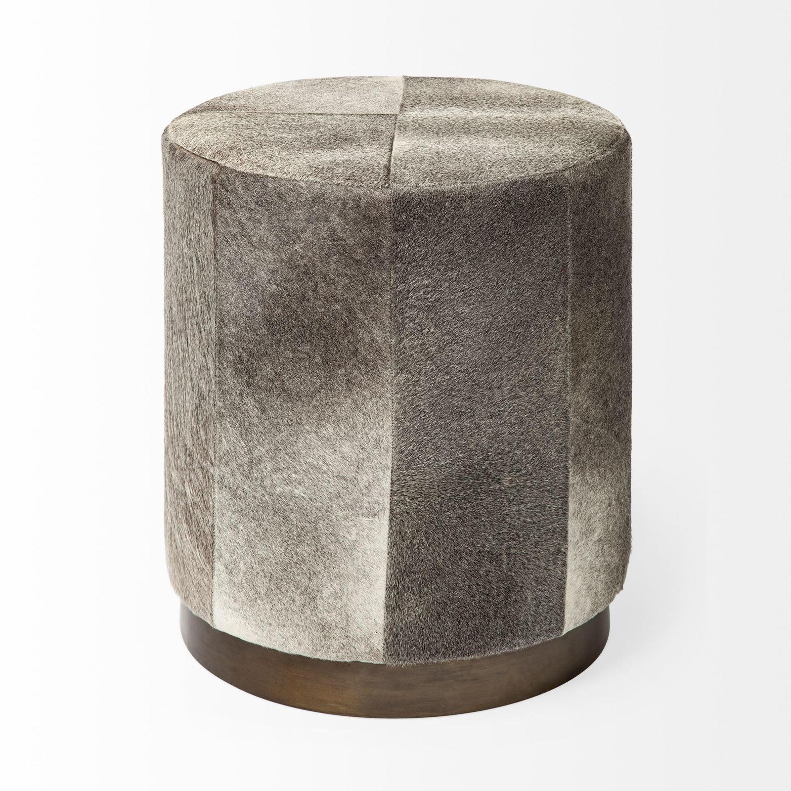 Mercana Zahavi Grey-toned Hair-on-hide Ottoman