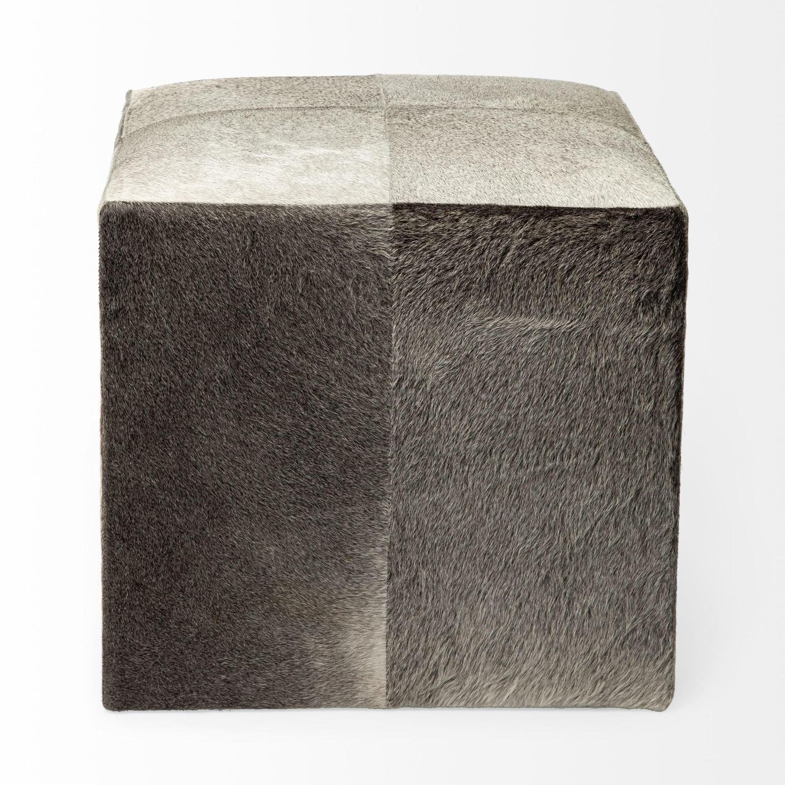Mercana Zahavi Grey-toned Hair-on-hide Ottoman