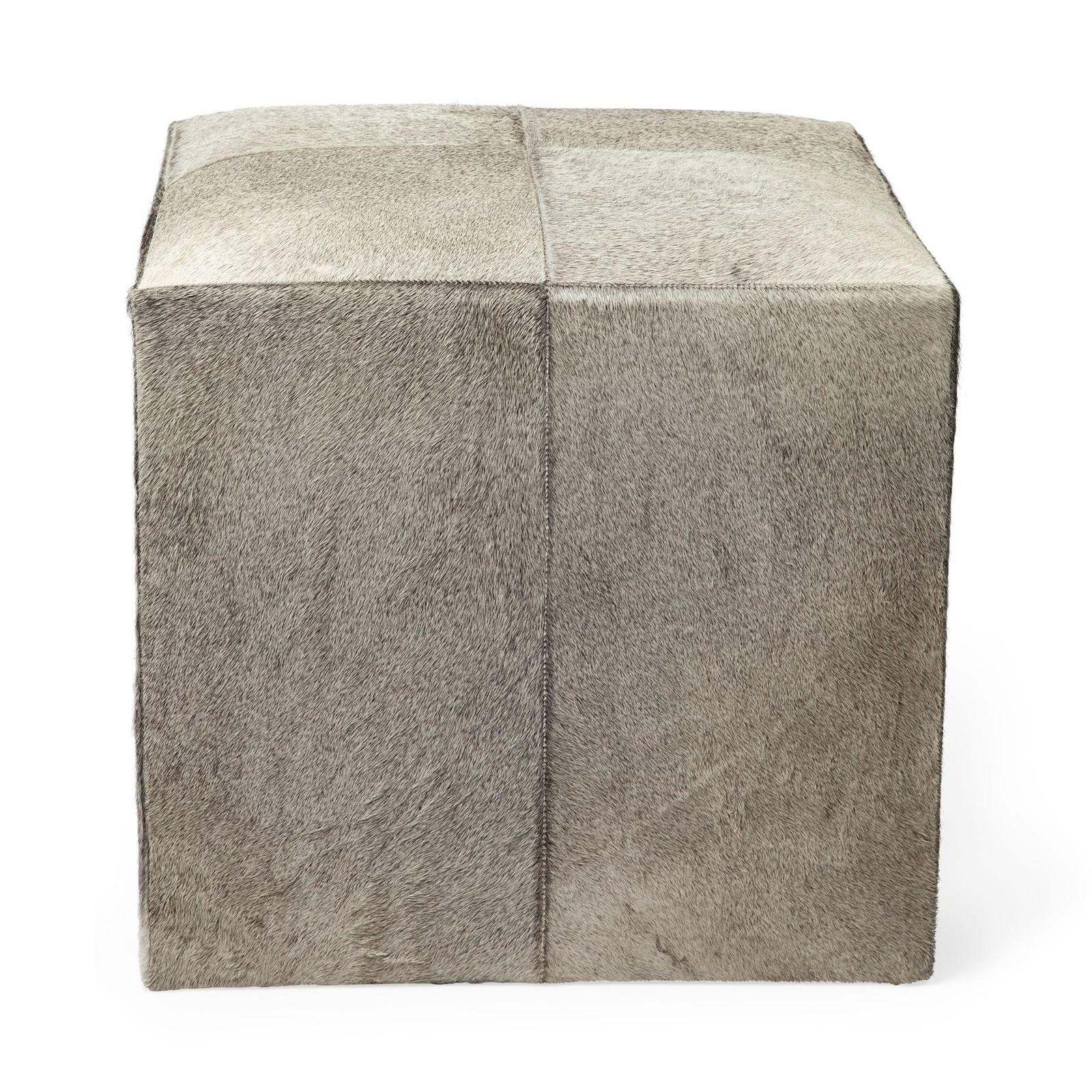 Mercana Zahavi Grey-toned Hair-on-hide Ottoman