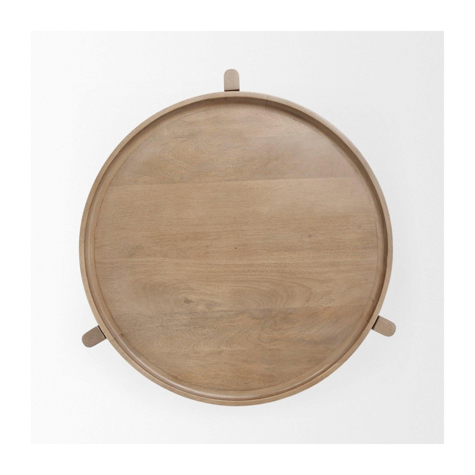 Mercana Cleaver I 22 x 24 Round Top Brown Solid Wood Accent Table