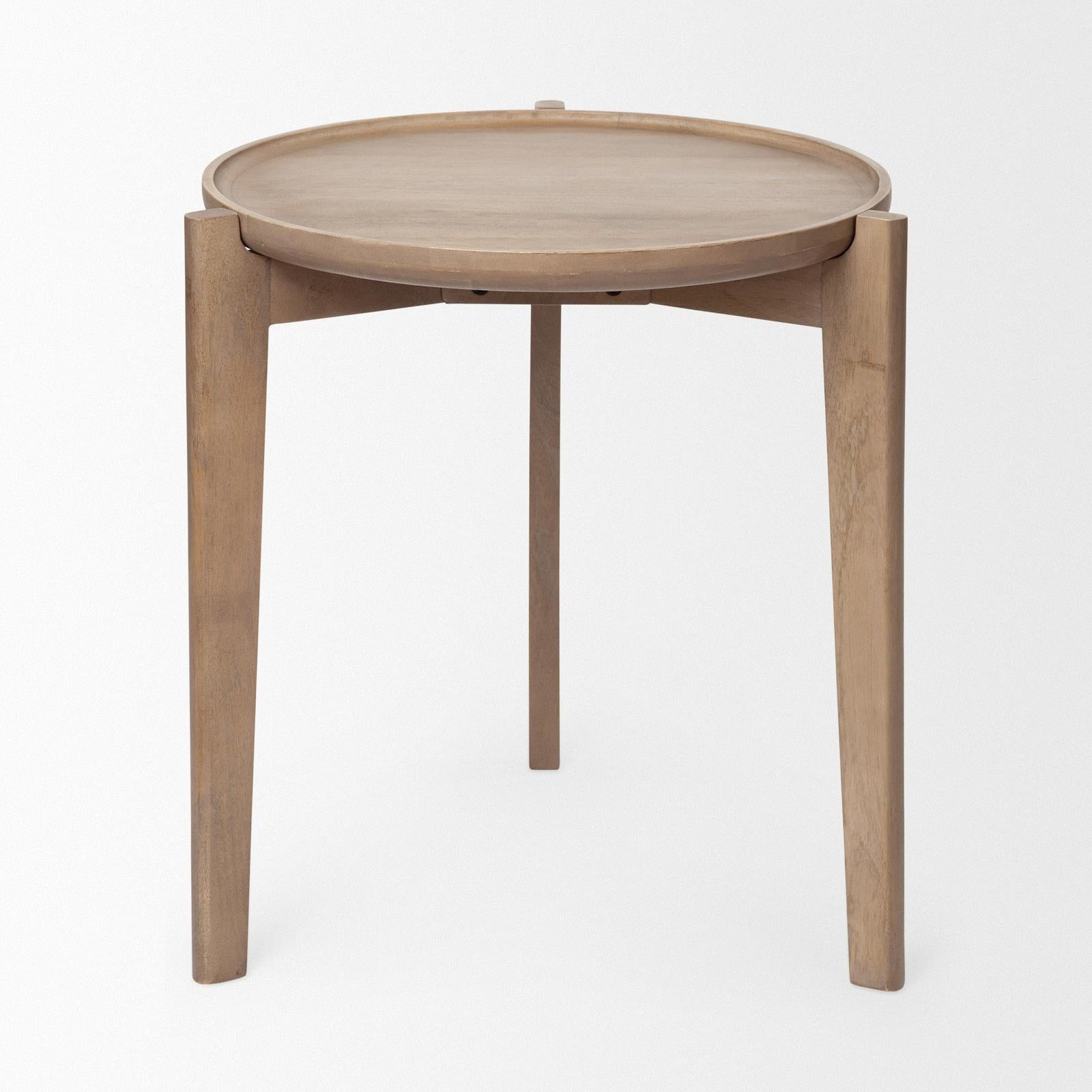 Mercana Cleaver I 22 x 24 Round Top Brown Solid Wood Accent Table