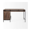 Mercana Glenn Dark Brown Wood w/ Black Iron Frame, 3 Drawer Office Desk