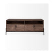 Mercana Glenn Dark Brown Wood w/ Black Iron Frame Media Console w/ Storage, TV Stand for TV up to 71