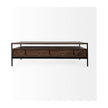 Mercana Glenn Dark Brown Wood w/ Black Iron Frame, Rectangle 3 Drawers Coffee Table