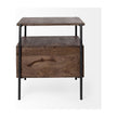 Mercana Glenn Dark Brown Wood w/ Black Iron Frame Square End/Side Table