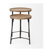 Mercana Helios Round Brown Solid Wood Iron Base Nesting End/Side Tables - Set of 2