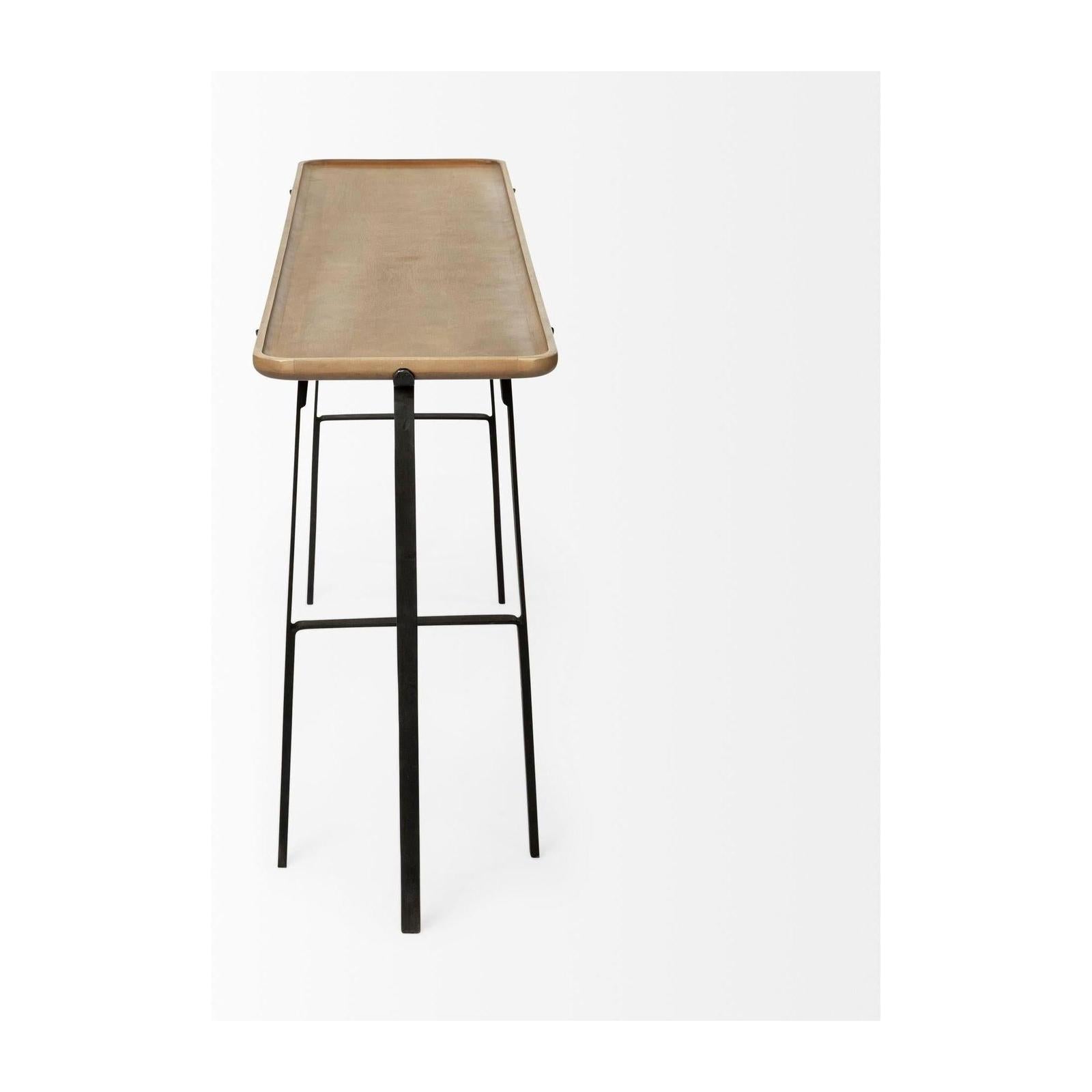 Mercana Helios Rectangular Brown Raised Edge Top Console Table