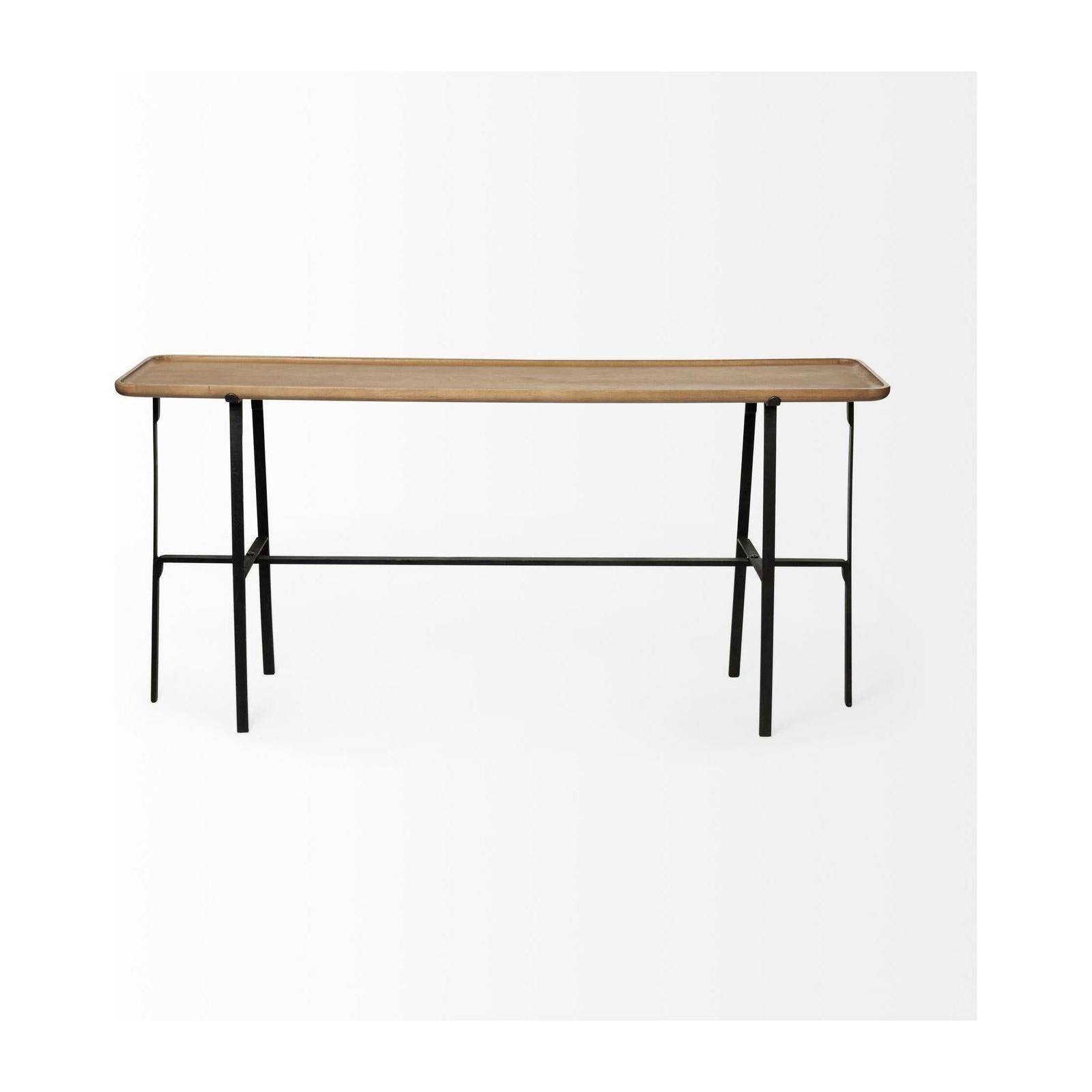 Mercana Helios Rectangular Brown Raised Edge Top Console Table