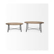 Mercana Helios Brown Solid Wood Top Black Metal Base Nesting Coffee Tables- Set of 2