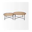 Mercana Helios Brown Solid Wood Top Black Metal Base Nesting Coffee Tables- Set of 2