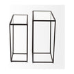 Mercana Arya Black Rectangular Glass Top Iron Frame Accent Table- Set of 2