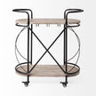 Mercana Marlon Black Metal Frame Two Tier Shelves w/Stemware Holder Bar Cart Clearance