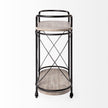 Mercana Marlon Black Metal Frame Two Tier Shelves w/Stemware Holder Bar Cart Clearance