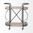 Mercana Marlon Black Metal Frame Two Tier Shelves w/Stemware Holder Bar Cart Clearance