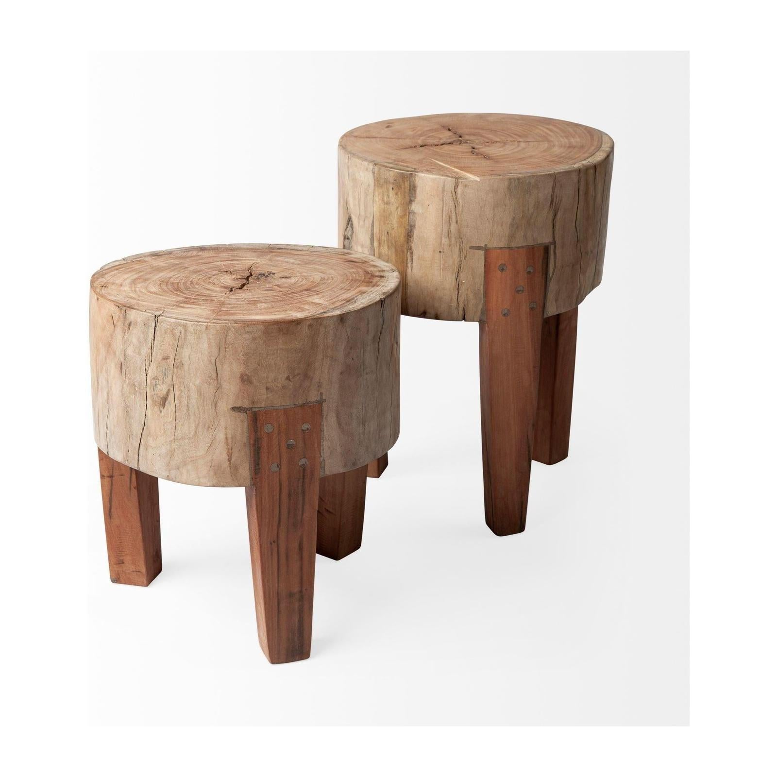 Mercana Asco Rustic Solid Reclaimed Wood Stool
