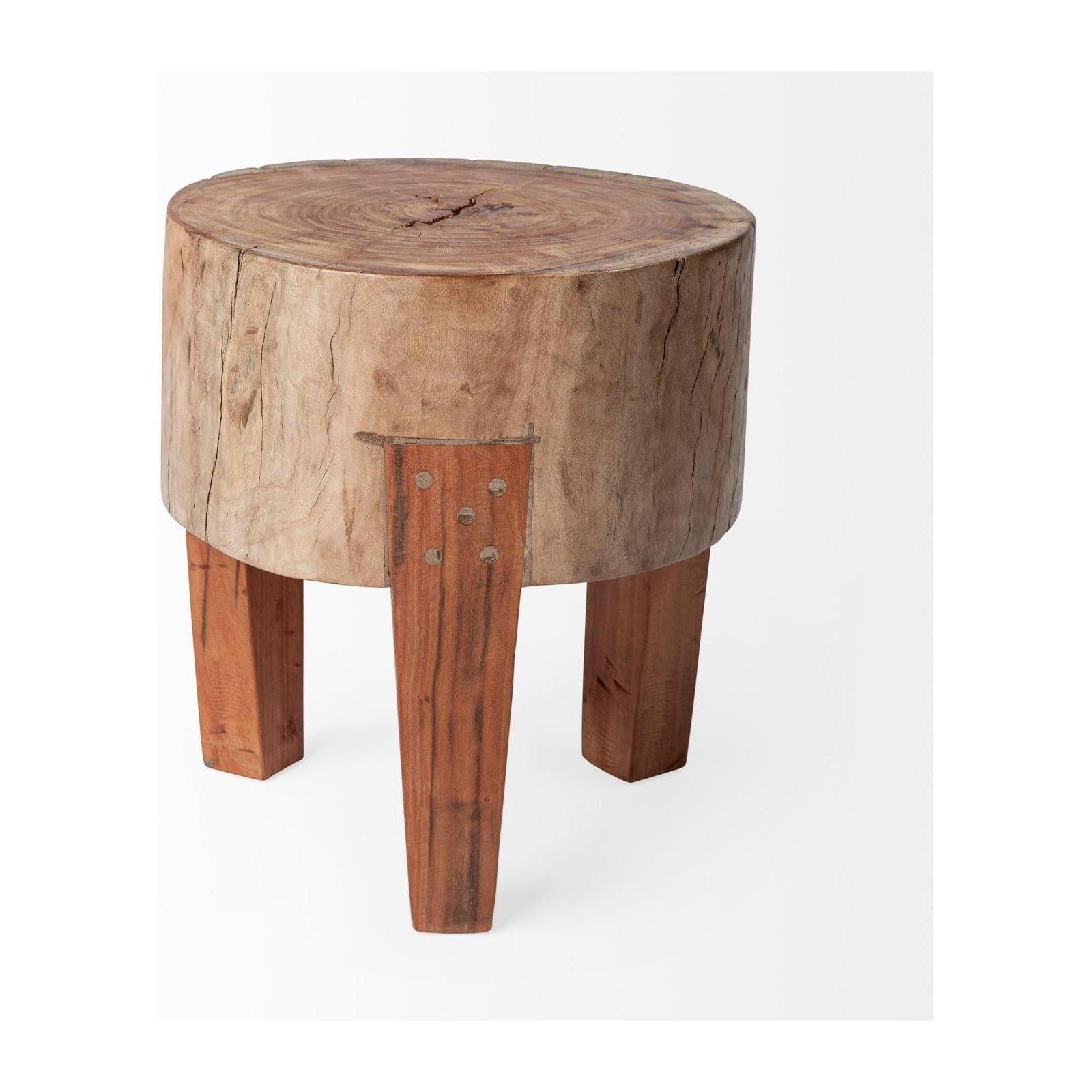 Mercana Asco Rustic Solid Reclaimed Wood Stool