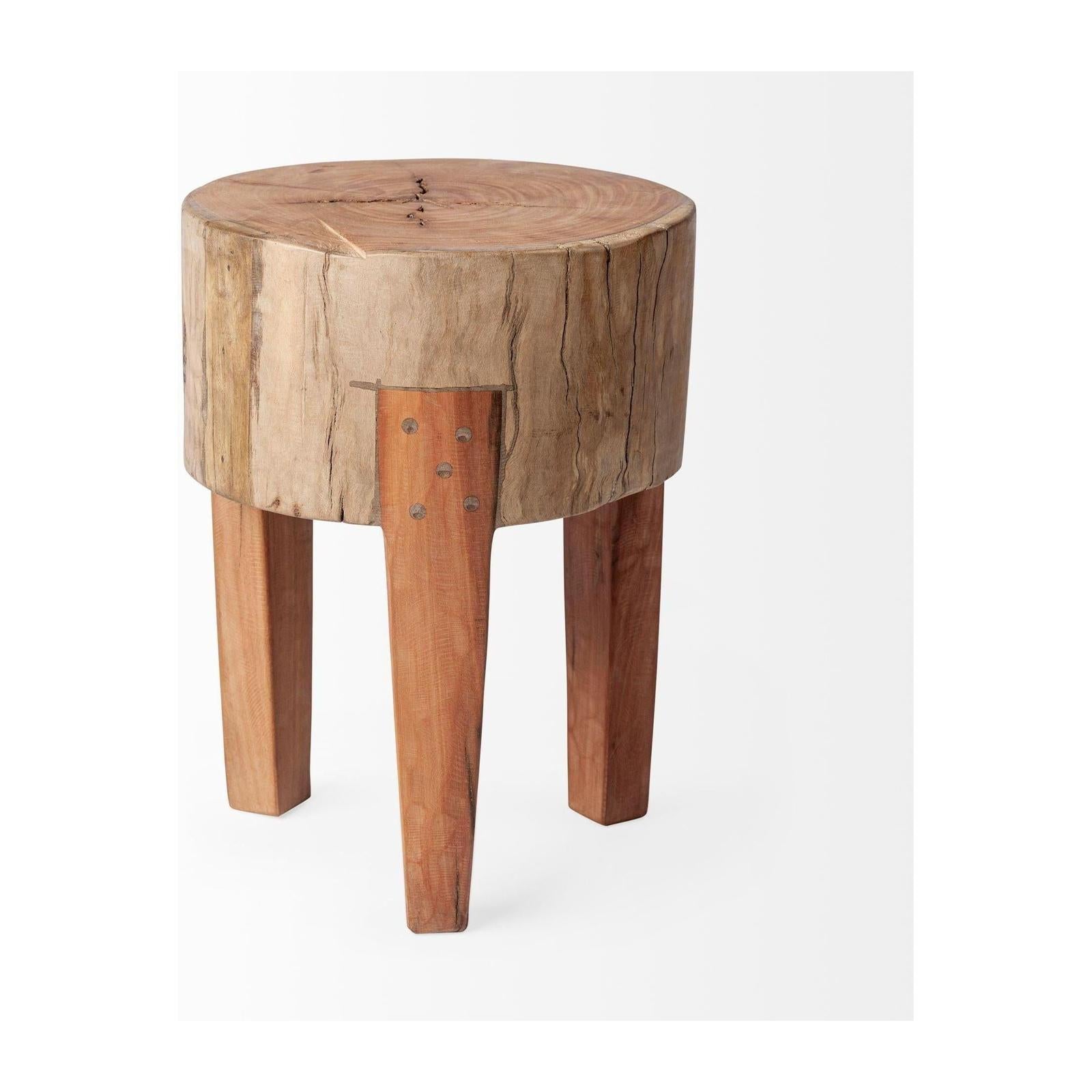 Mercana Asco Rustic Solid Reclaimed Wood Stool