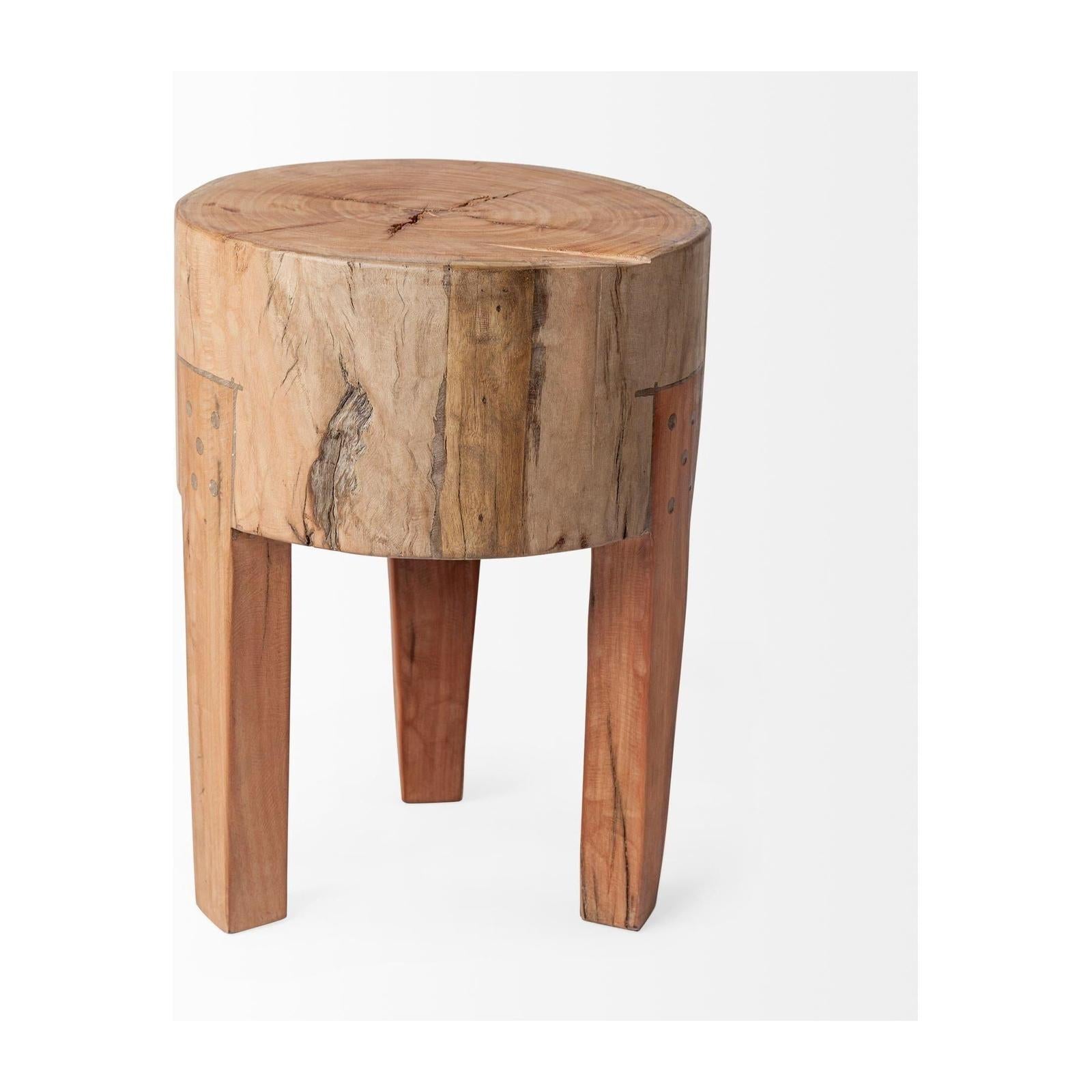 Mercana Asco Rustic Solid Reclaimed Wood Stool