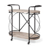 Mercana Marlon Black Metal Frame Two Tier Shelves w/Stemware Holder Bar Cart Clearance