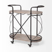 Mercana Marlon Black Metal Frame Two Tier Shelves w/Stemware Holder Bar Cart Clearance