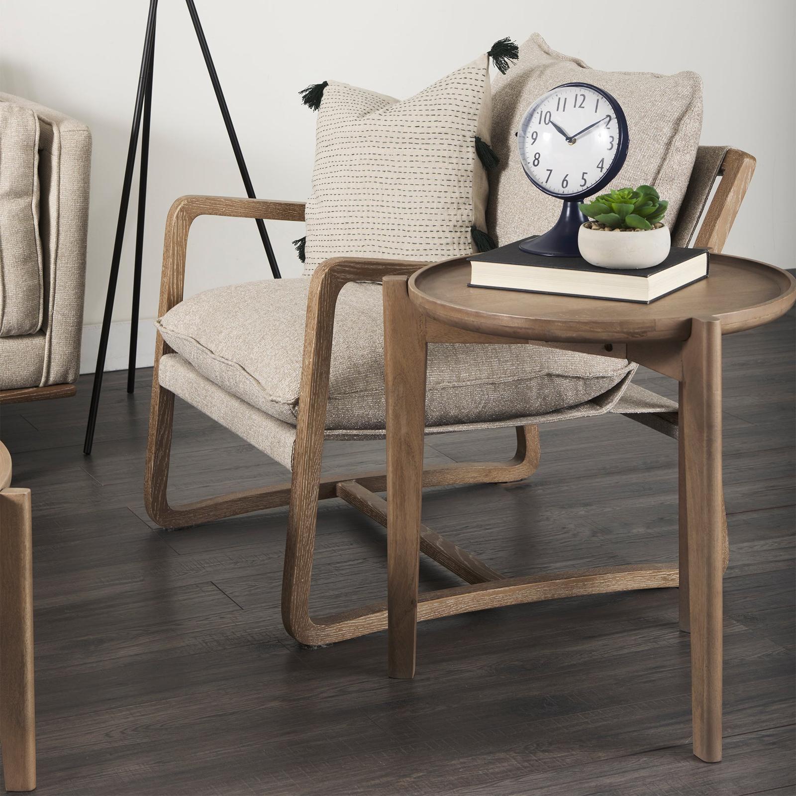 Mercana Cleaver I 22 x 24 Round Top Brown Solid Wood Accent Table