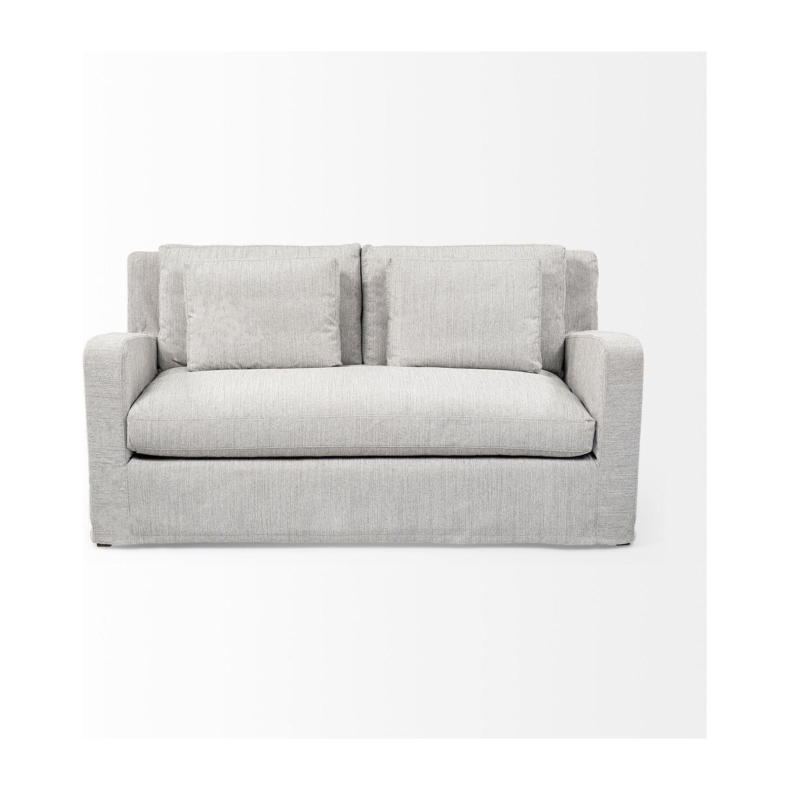 Mercana Denly Frost Gray Slipcover Two Seater Sofa Clearance