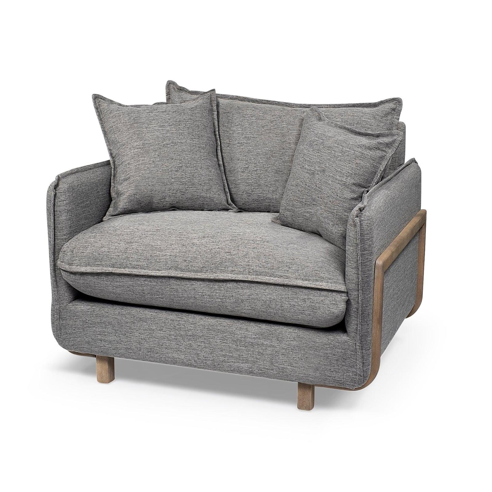 Mercana Roy Upholstered and Brown Wood Frame Arm Chair Clearance