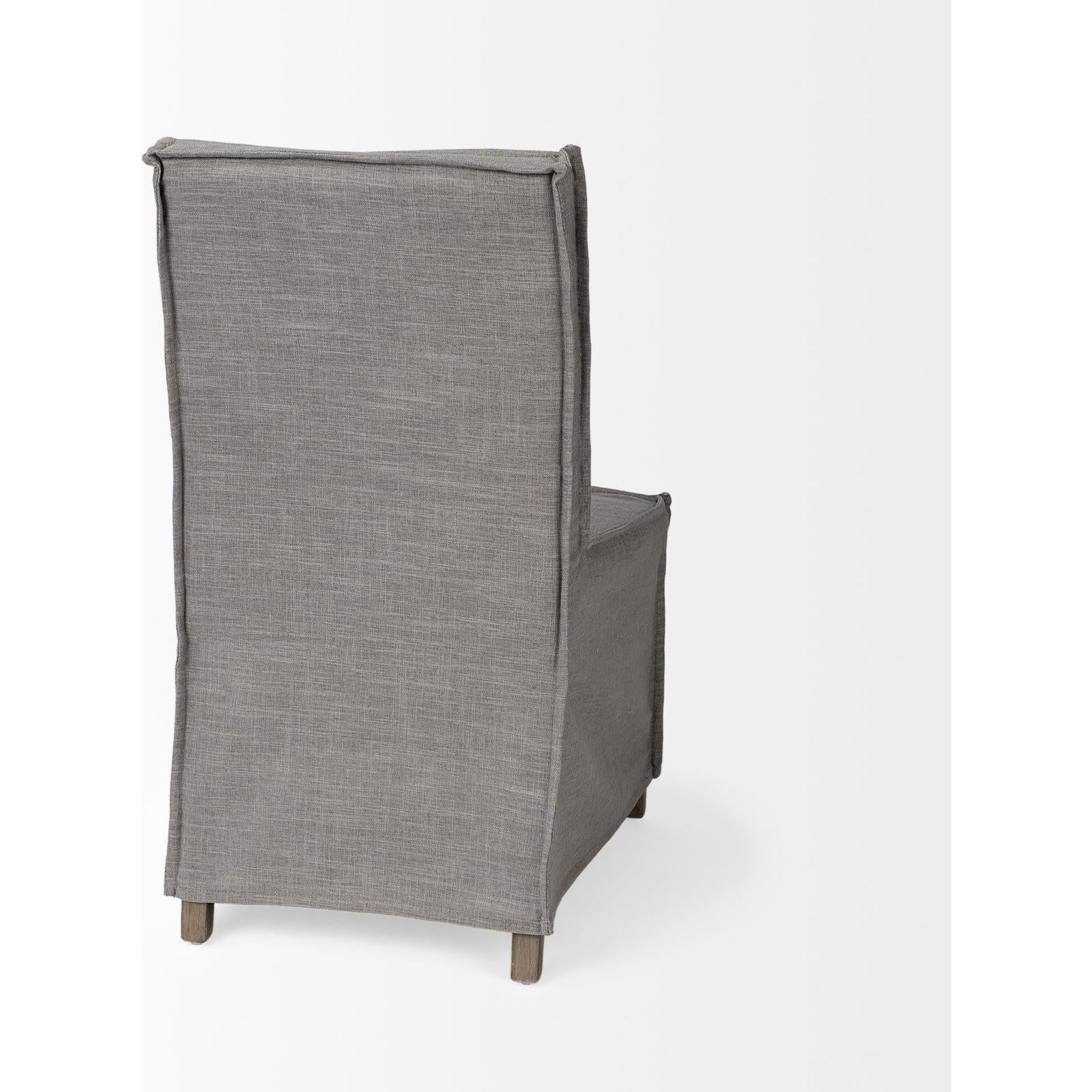 Mercana Elbert Fabric Slip-Cover Brown Wooden Base Dining Chair